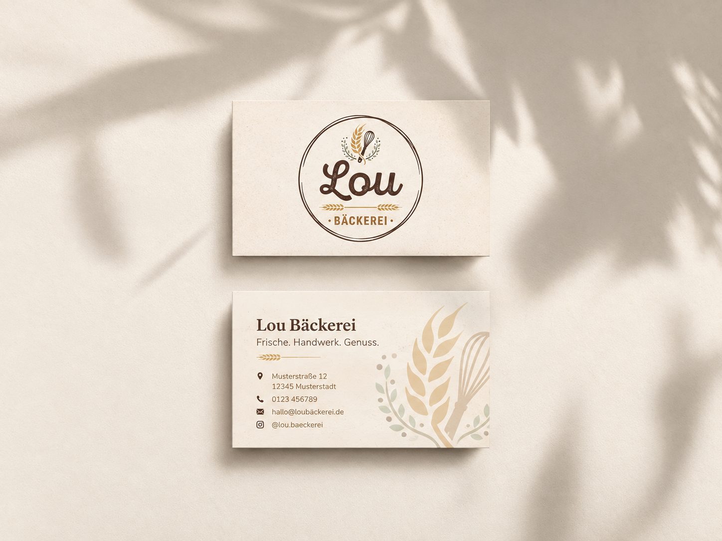 Bäckerei Lou – Visitenkarten, Vorder- und Rückseite
